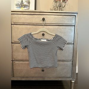 MONKI black and white striped crop top